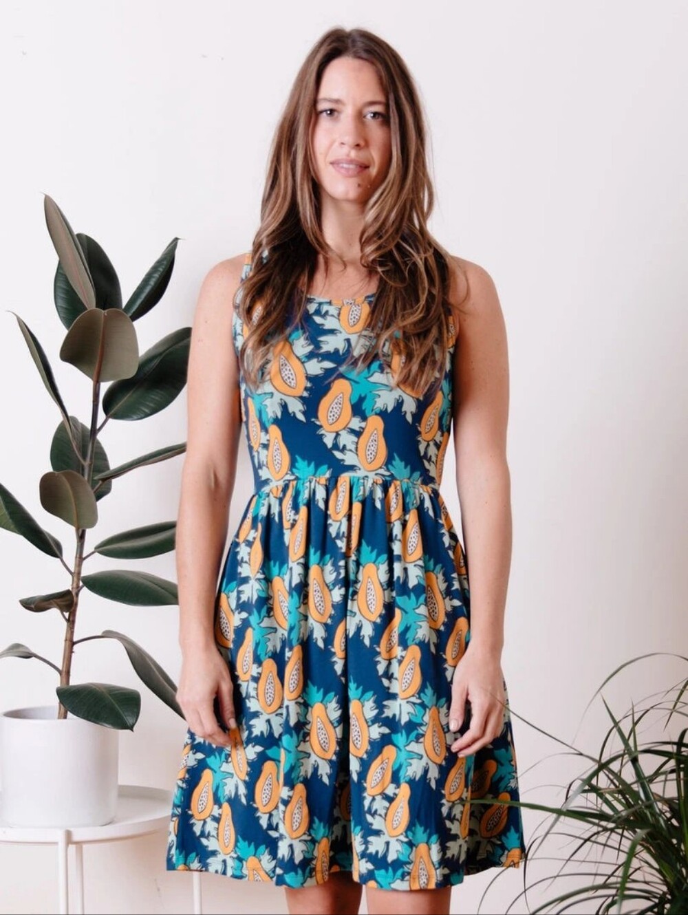 Mata Traders summer Sonnet Papaya Dress Size Medium Like New Cotton Pockets